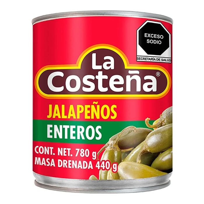 Chiles Jalapeños Enteros La Costeña 780 G caja de 12 piezas