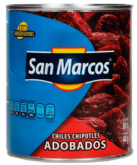 Chiles Chipotles San Marcos 800 G caja con 12 piezas