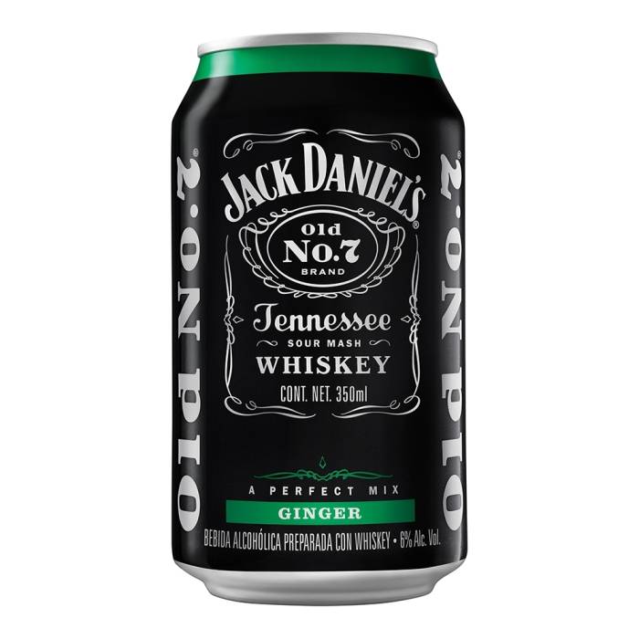 Bebida alcohólica preparada Jack Daniels con ginger 350 ml
